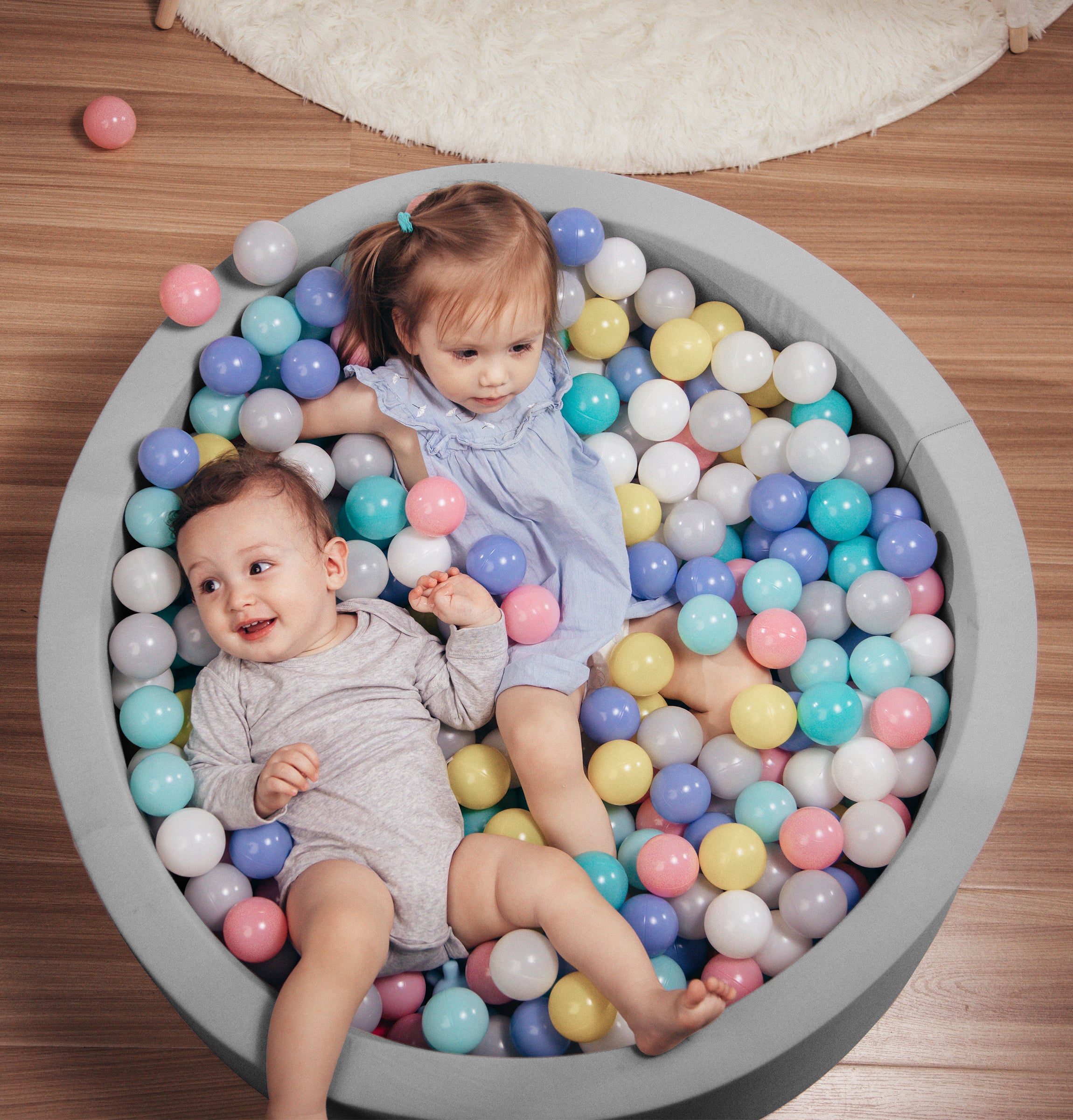 Foam Ball Pit for Toddler Children Balls NOT Included Light Grey