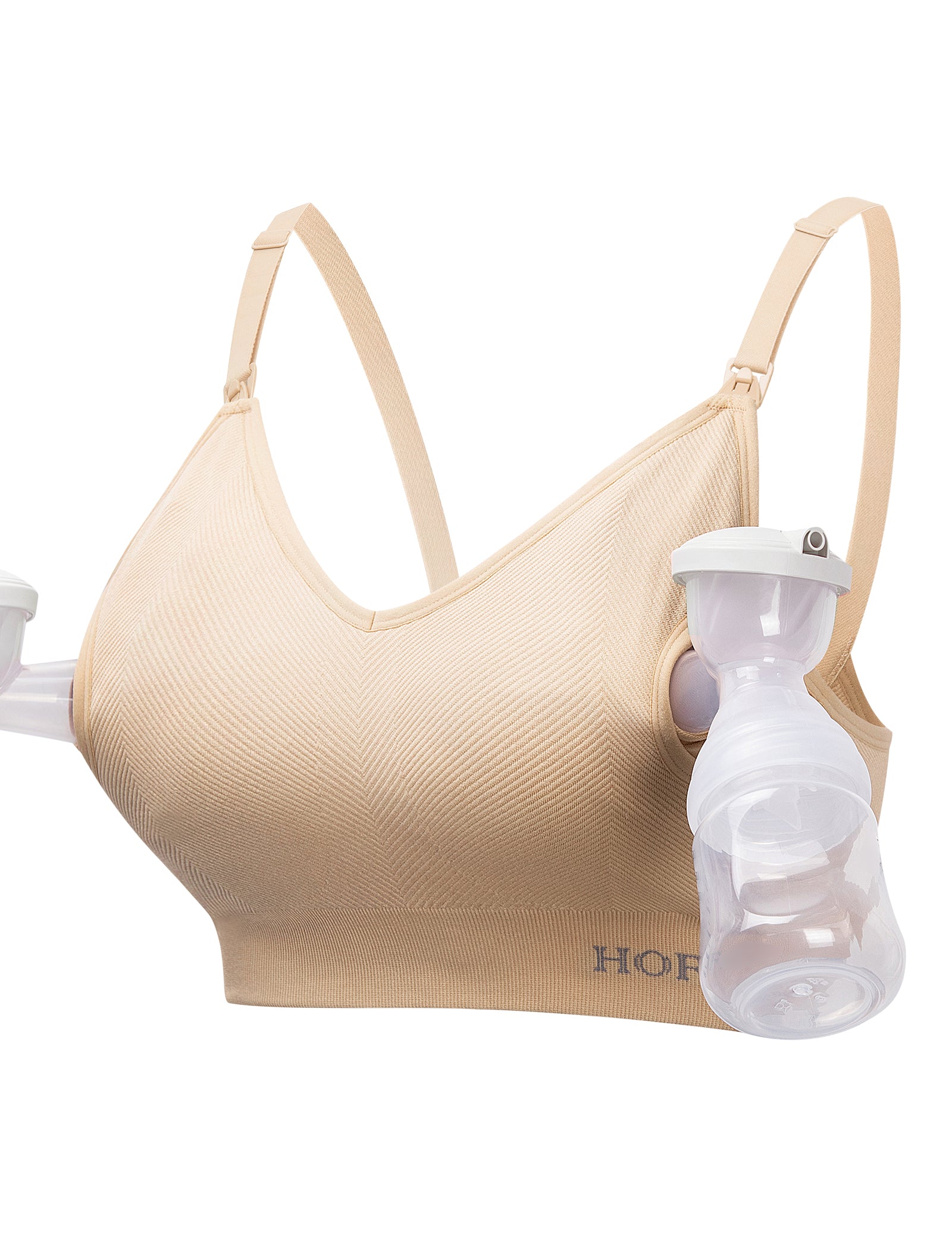 2 Pieces Hands-Free Pumping Bra, Adjustable Zipper Breast Feeding Bra, Small
