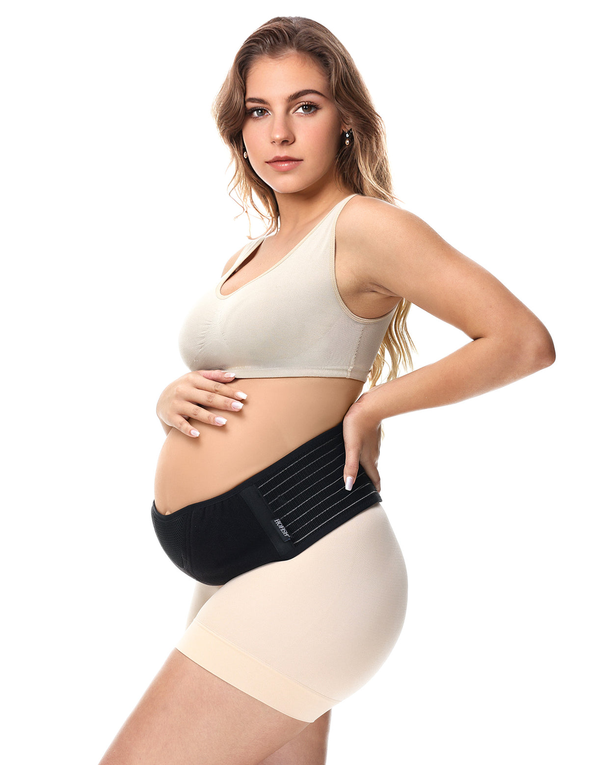 HOFISH Belly Band for Pregnant Women Maternity Support Belt Pregnancy Belly Support Band - Pregnancy Must Haves - Relieve Abdomen, Waist, Back, Pelvic & Hip Pain（Includes extender） (Black)