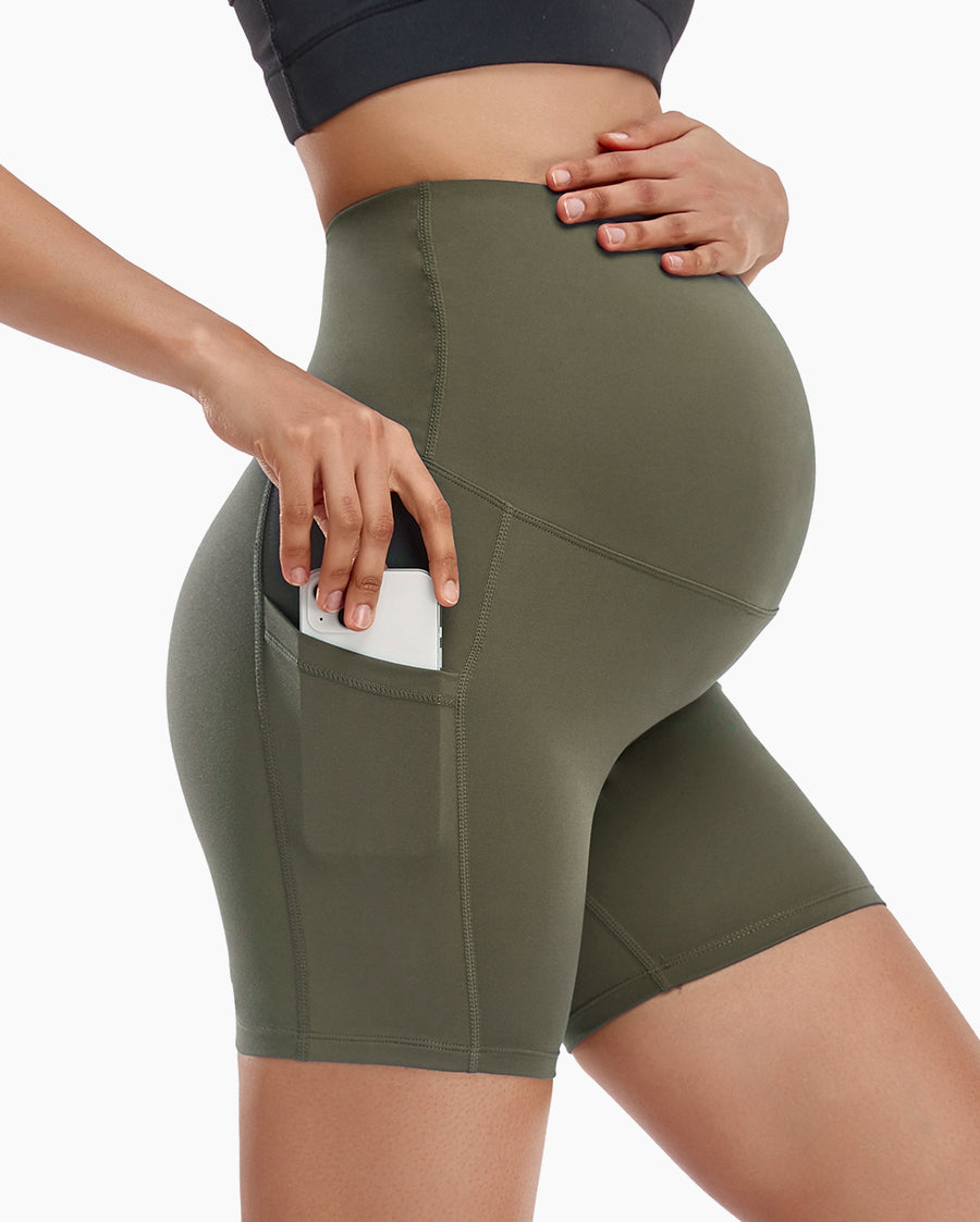3PCS Maternity Yoga Shorts Over Bump Workout Active Pregnancy Athletic  Pants Women's Running Legging with Pockets for Summer 