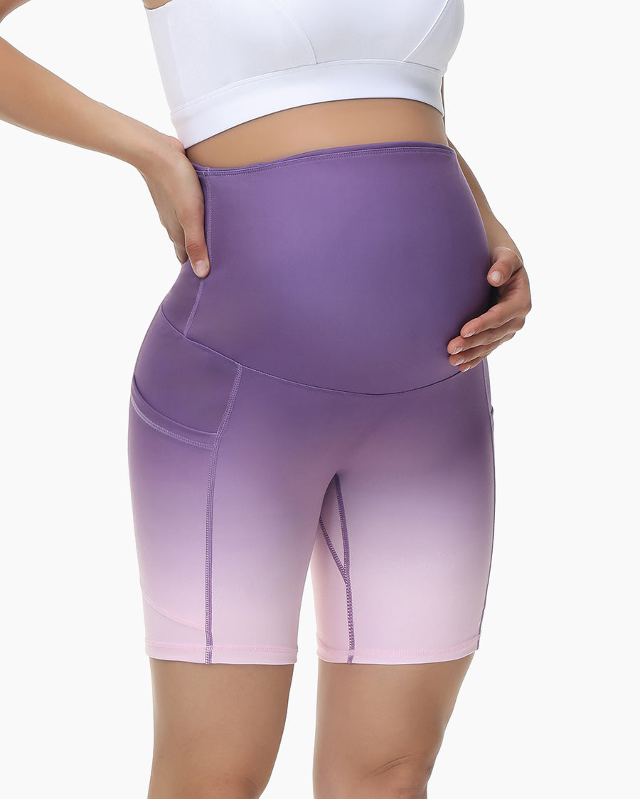 Ploknplq Women's Yoga Shorts Summer Activewear Solid Micro Length Skinny  Slim-Leg Purple S