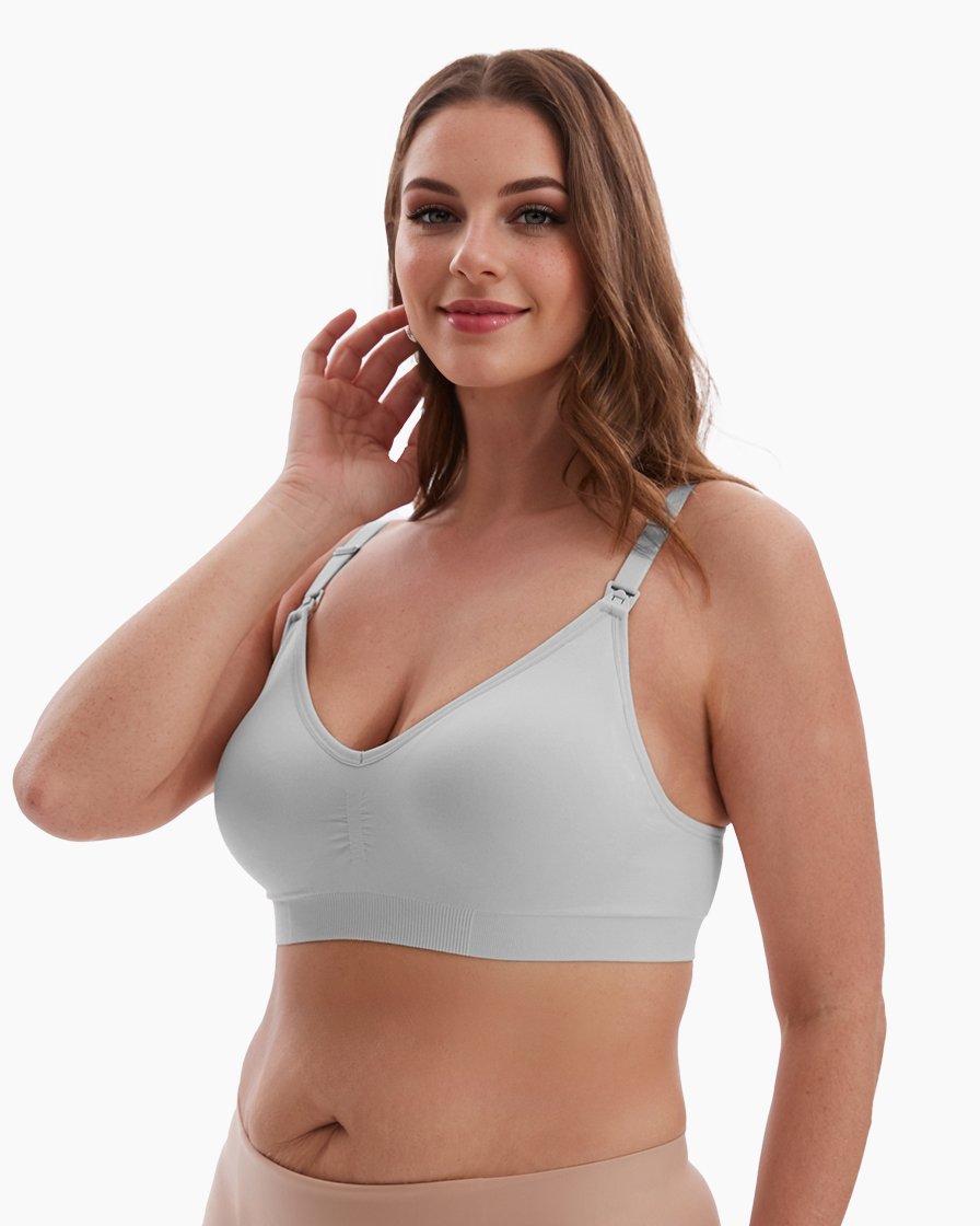 Women's Nursing Bras for Breastfeeding, Plus Size Cotton Maternity Bras  Support Wireless Bra, Pregnancy Sleep Bralette (Color : Gray, Size :  X-Large)