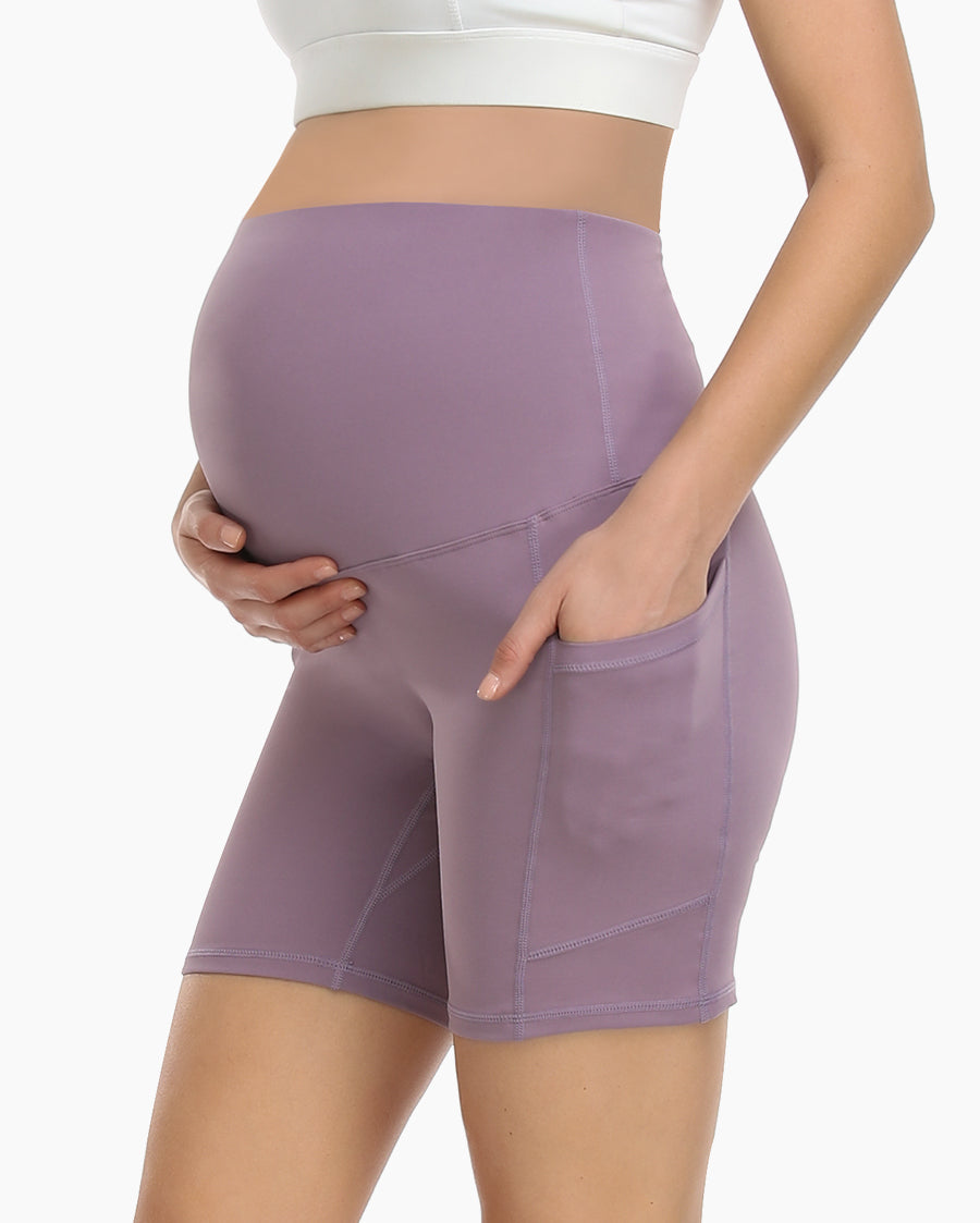 AMPOSH Women's Maternity Workout Shorts Over Belly Buttery Soft