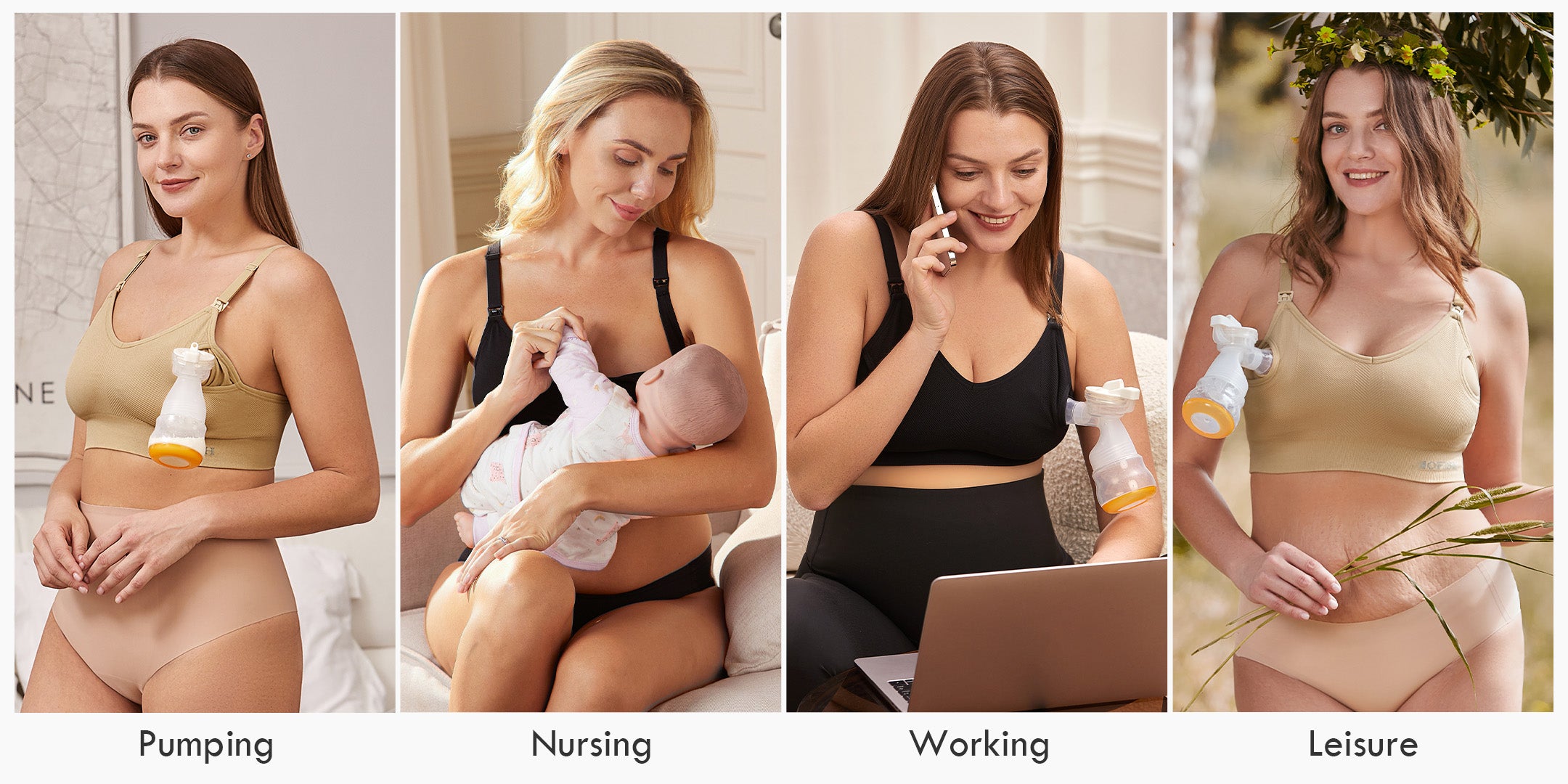 HOFISH Seamless Support Nursing Bra Medium Impact Maternity Nursing Sp