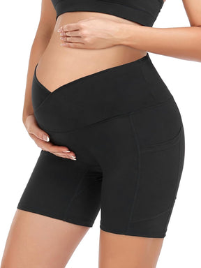 HOFISH Maternity Yoga Shorts Over The Belly Active Workout Summer Running Short Pants with Pockets