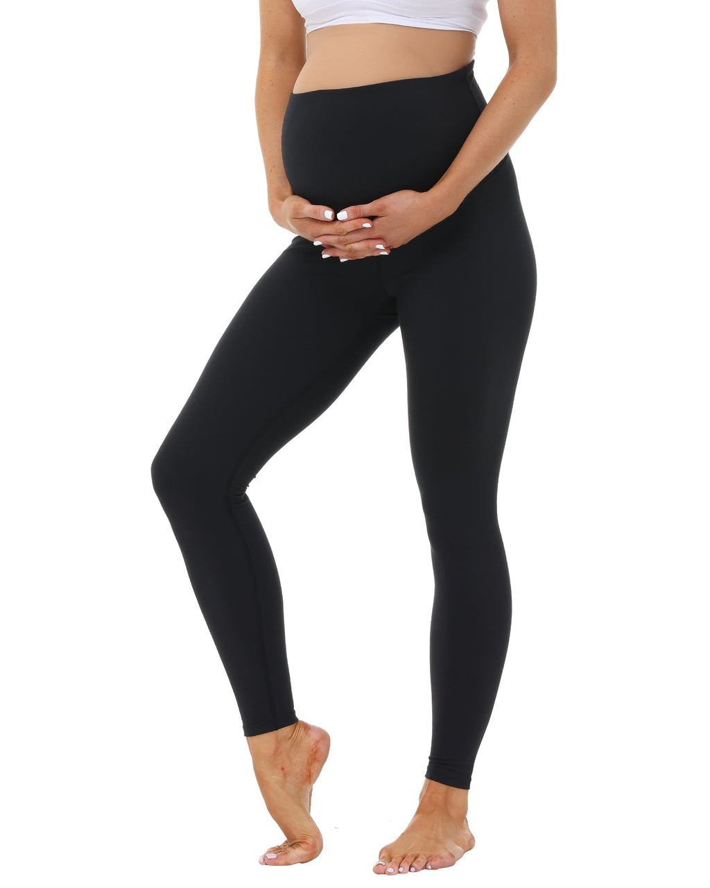 HOFISH Maternity Faux Leather Leggings Over The Belly High Waist