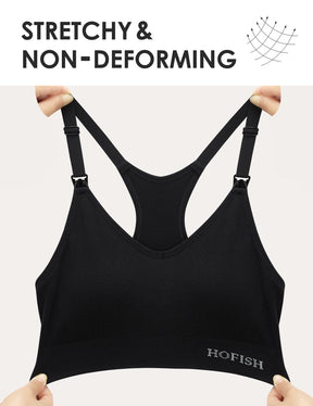 HOFISH Seamless Support Nursing Bra Medium Impact Maternity Nursing Sports Bras Breastfeeding Bra for Pregnancy Postpartum