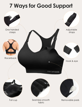 HOFISH Seamless Support Nursing Bra Medium Impact Maternity Nursing Sports Bras Breastfeeding Bra for Pregnancy Postpartum