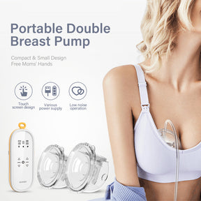 Breast Pump-Hands Free Breast Pump, Portable Breast Pump Hands Free with 3  Modes & 9 Levels, Low Noise, LCD Display, Breast Pump Hands Free with 19mm