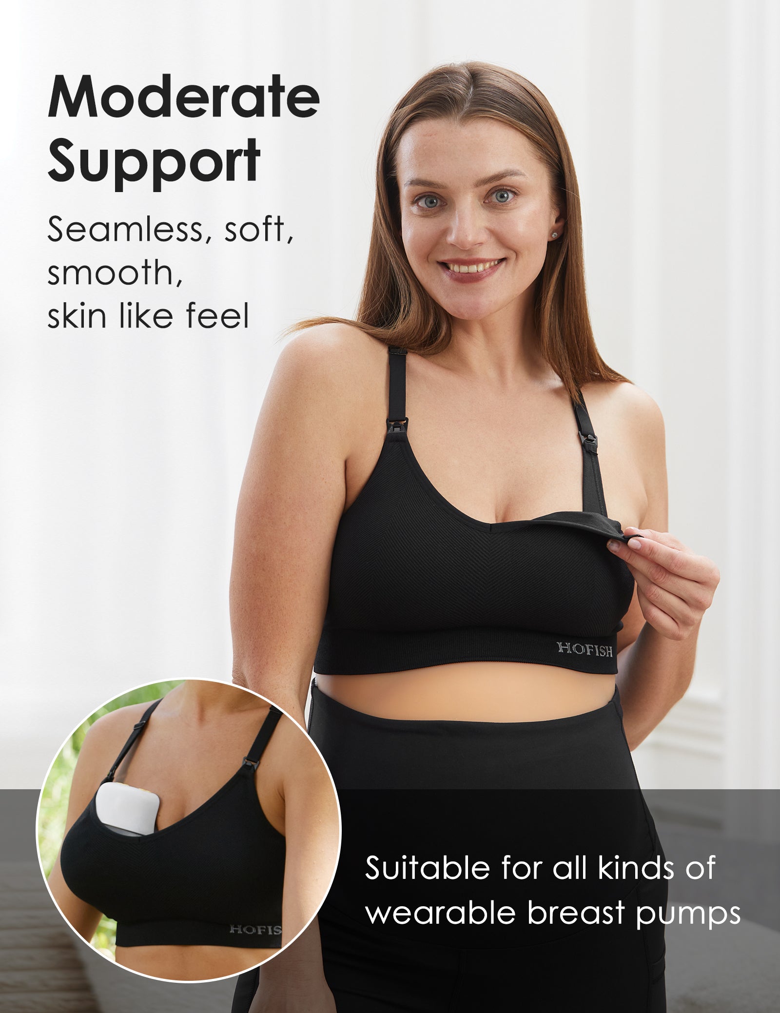 Maternity Nursing Bra Cotton Breastfeeding Sleep Bras Seamless Leisure Bras  for Pregnant Women A to D Cup with Removable Pads